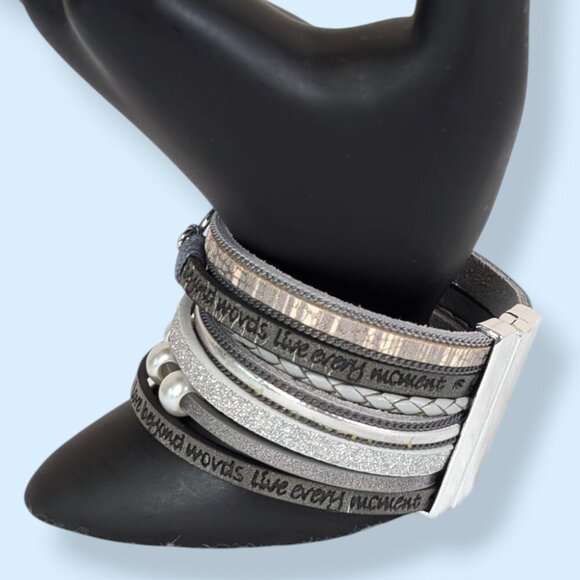 (2/$20) Metallic Black Multistrand Magnetic Bracelet - Picture 3 of 7